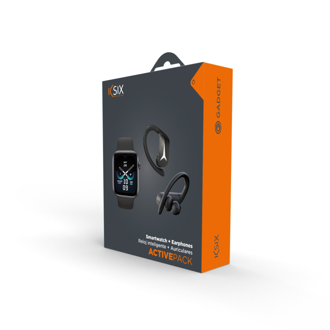Pack regalo Ksix Active. Auriculares inalámbricos Ksix SportBuds2 + smartwatch Ksix Urban3 BXPACKA