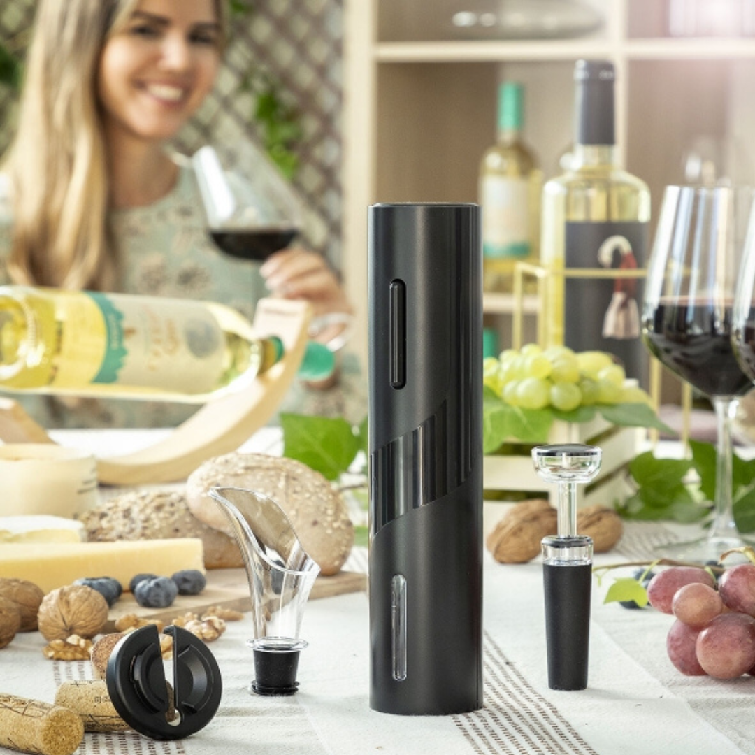 SACACORCHOS ELÉCTRICO CON ACCESORIOS PARA VINO CORKING