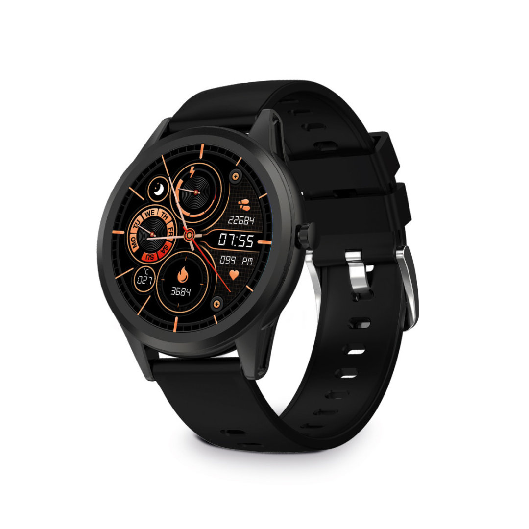 Smartwatch Ksix Globe, Pantalla ultrafina 1.28" Multitáctil, 7 días, App, Monitoreo salud, Modo multideporte, Sumergible, Negro BXSW12N