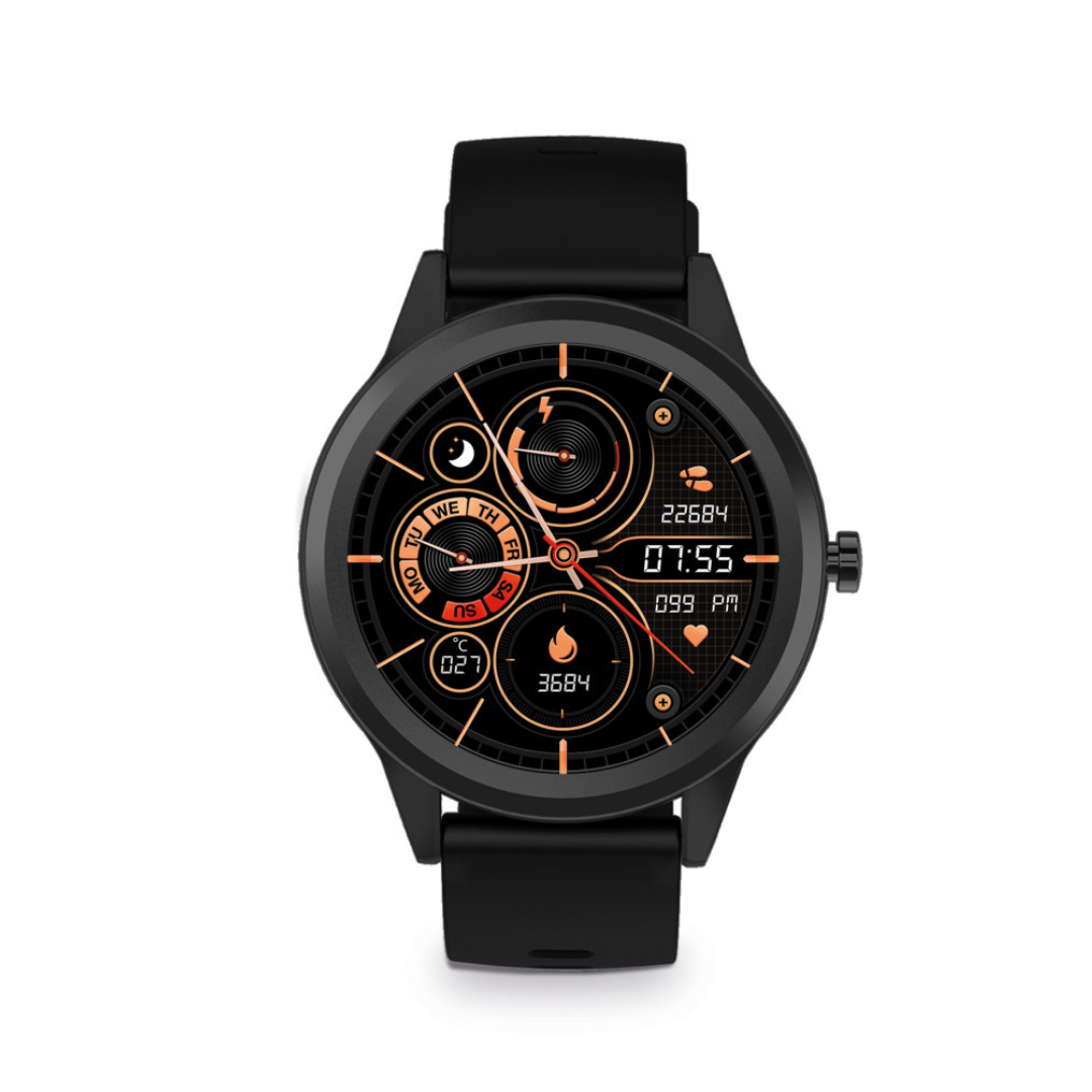 Smartwatch Ksix Globe, Pantalla ultrafina 1.28" Multitáctil, 7 días, App, Monitoreo salud, Modo multideporte, Sumergible, Negro BXSW12N